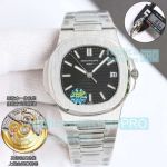 Swiss Clone OMF Patek Philippe Nautilus Black Face Cal.324SC Stainless Steel Men's Watch 